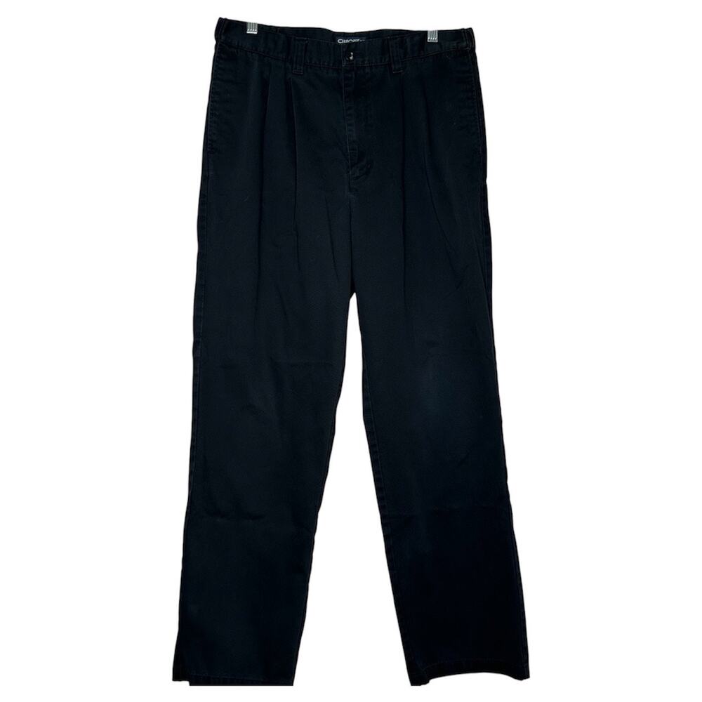 34x32 Straight Pleated Black Mens Khaki Pants Work Trousers Business Casual